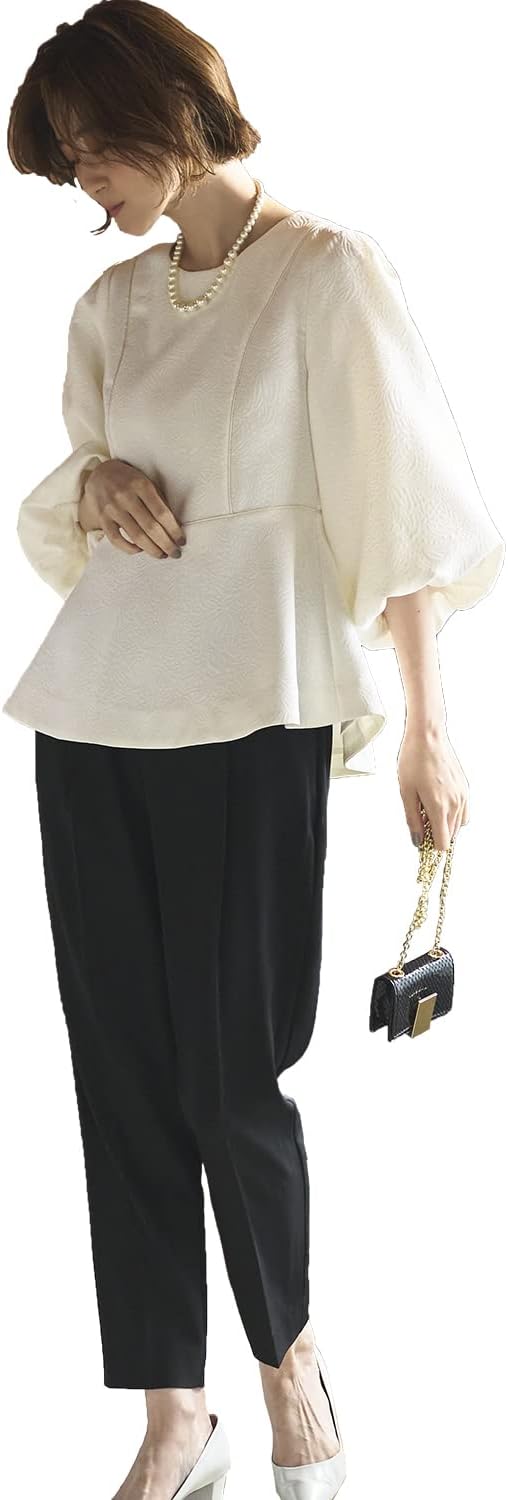 MECRE バルーンスリーブジャガードブラウス/パンツ セットアップ MECRE（メクル）の「バルーンスリーブジャガードブラウス